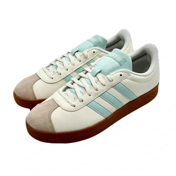 ADIDAS Women’s VL Court Base Cream and Light Blue Sneakers, Size 9 - Picture 3 of 13